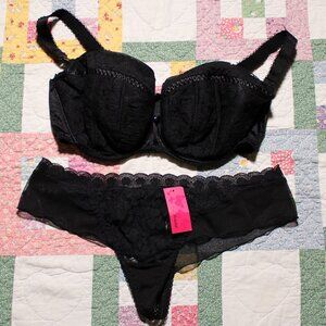 Ewa michalak KM-S Czarny Pik nursing bra and NWT thong panty 90GG 46